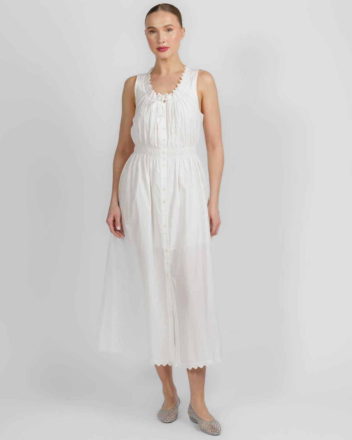 Frame The Serene Midi Dress White