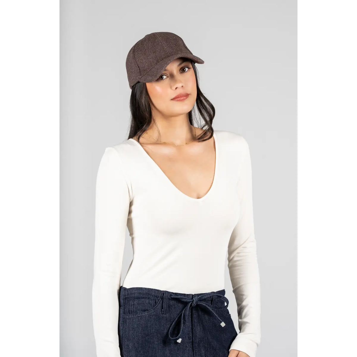 C'est Moi Melange Fabric Baseball Cap - Heather Brown