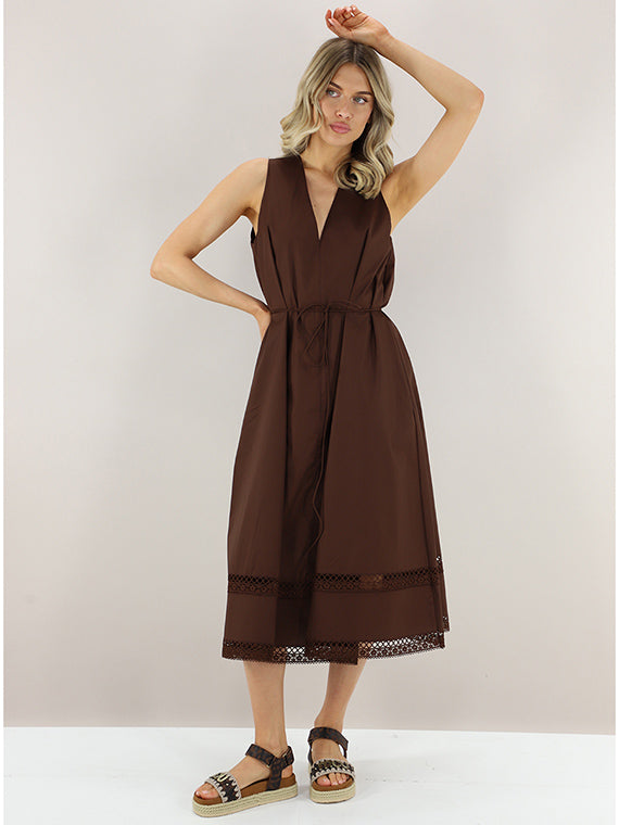 Twinset Dress V Neck  Coffee Liqueur