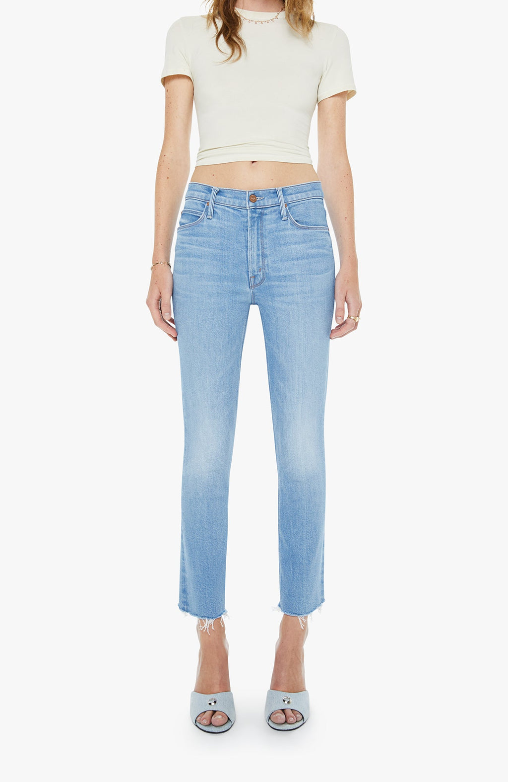 Mother The Mid Rise Dazzler Jean Crop Fray Satisfy Your Cravings