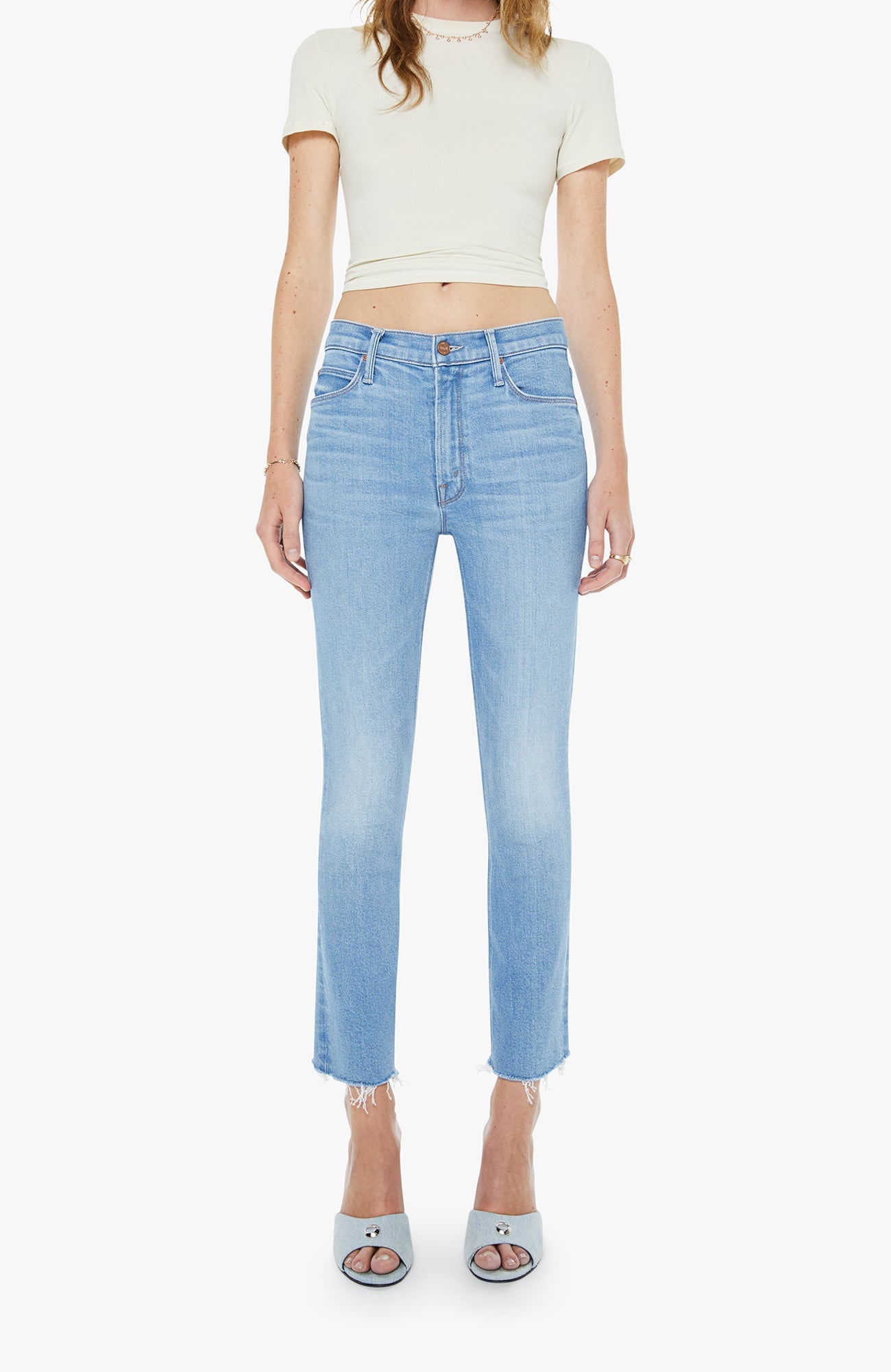 Mother The Mid Rise Dazzler Jean Crop Fray Satisfy Your Cravings