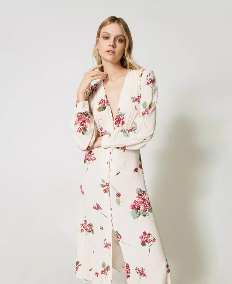 Twinset Midi floral crepe dress