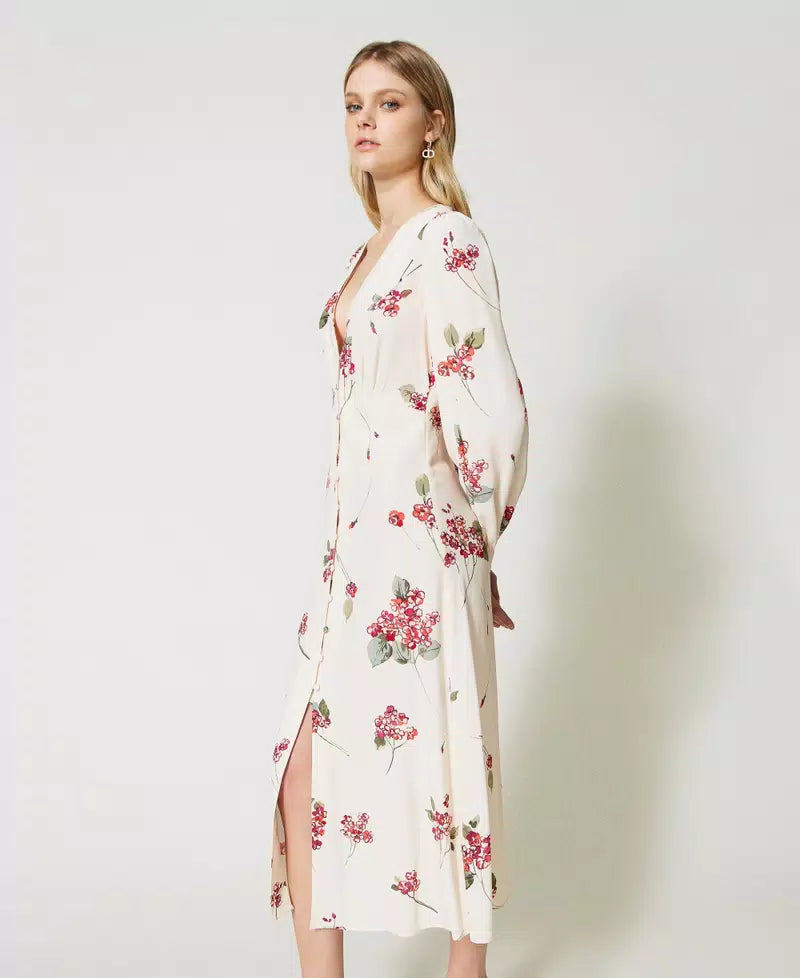 Twinset Midi floral crepe dress