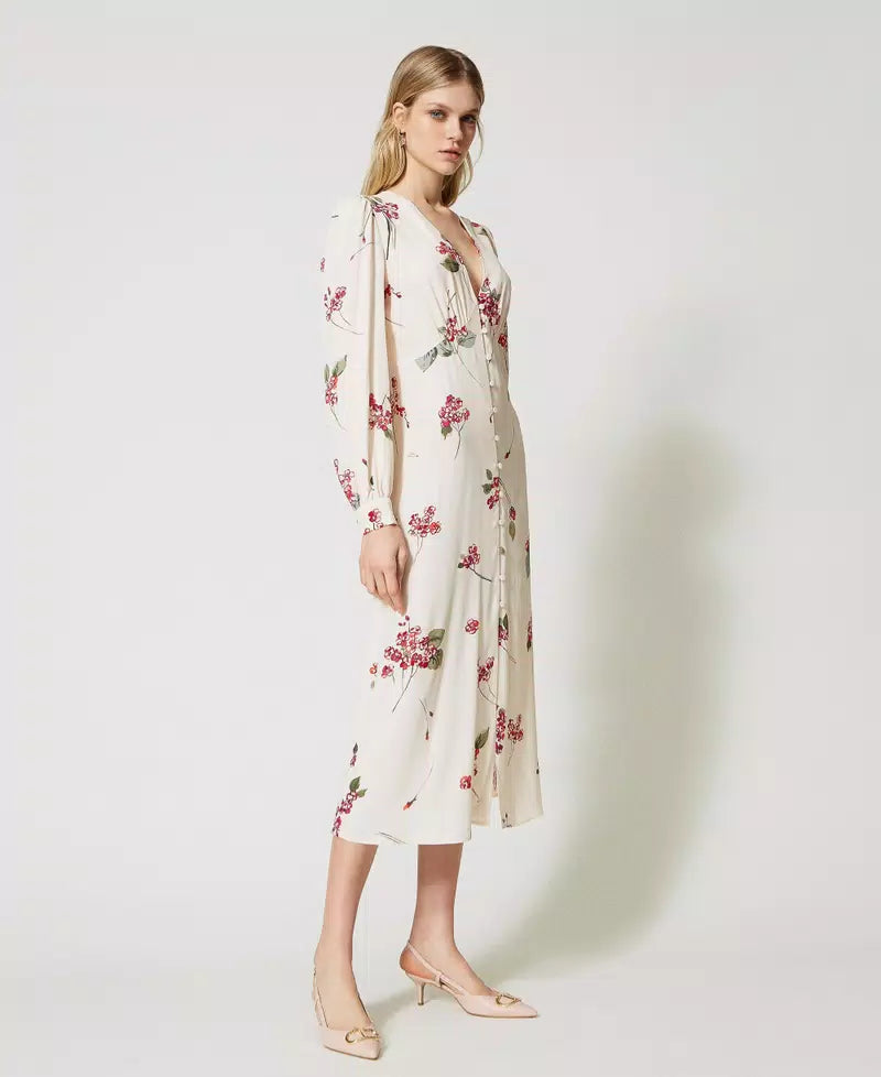 Twinset Midi floral crepe dress