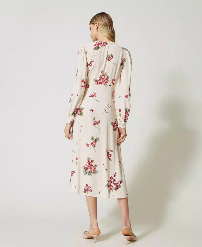 Twinset Midi floral crepe dress