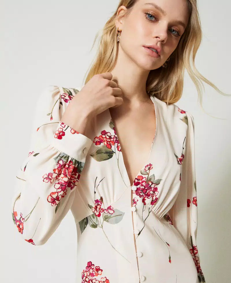 Twinset Midi floral crepe dress