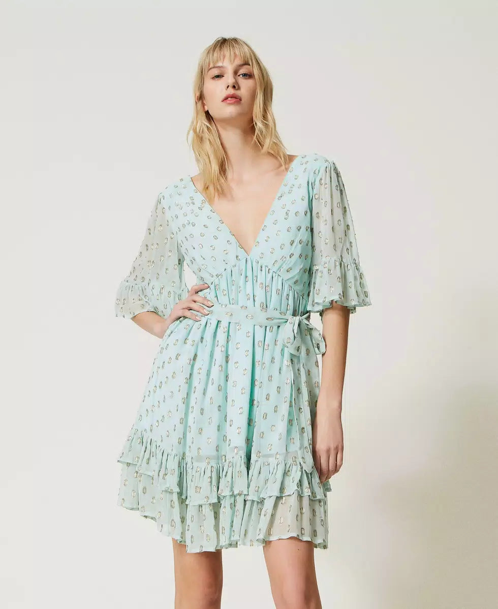 Twinset Robe courte en crêpe georgette fil coupé