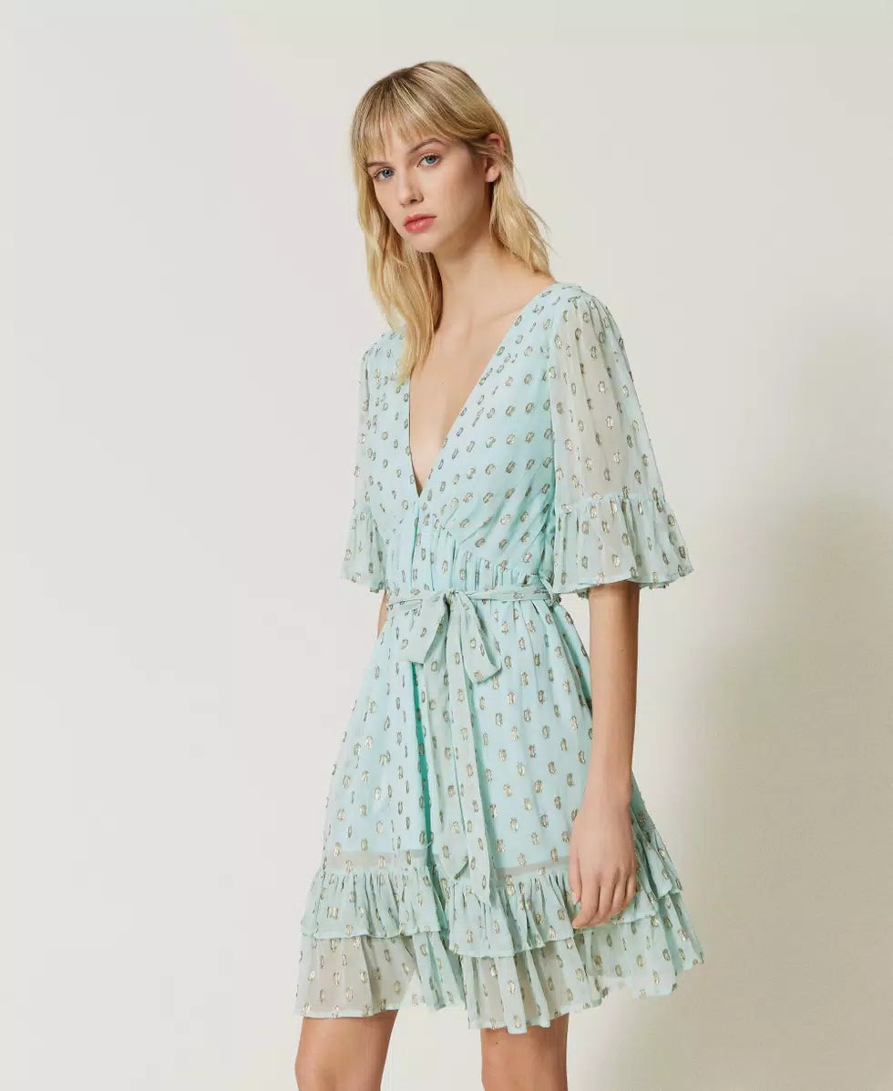 Twinset Robe courte en crêpe georgette fil coupé