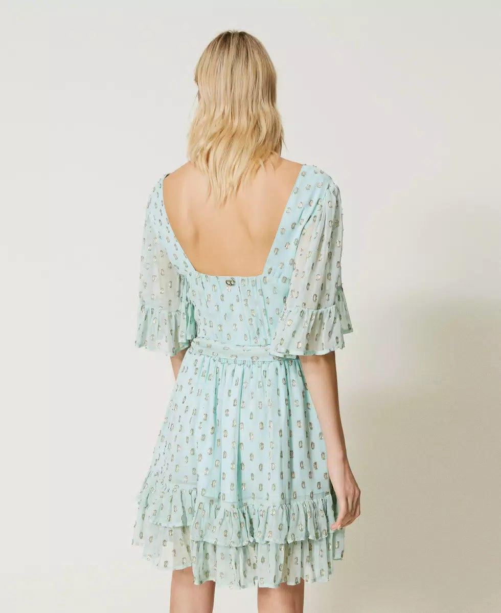Twinset Robe courte en crêpe georgette fil coupé