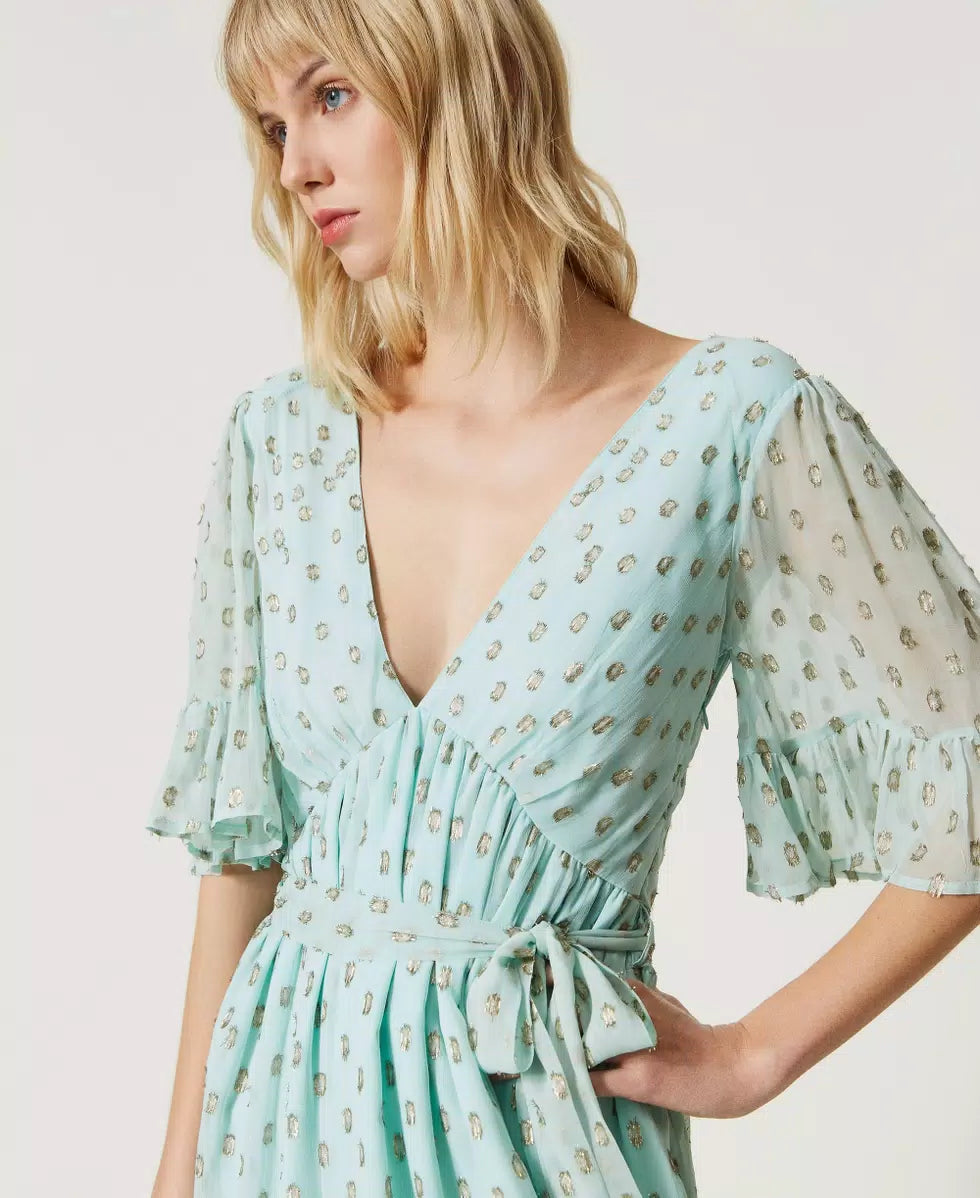 Twinset Robe courte en crêpe georgette fil coupé