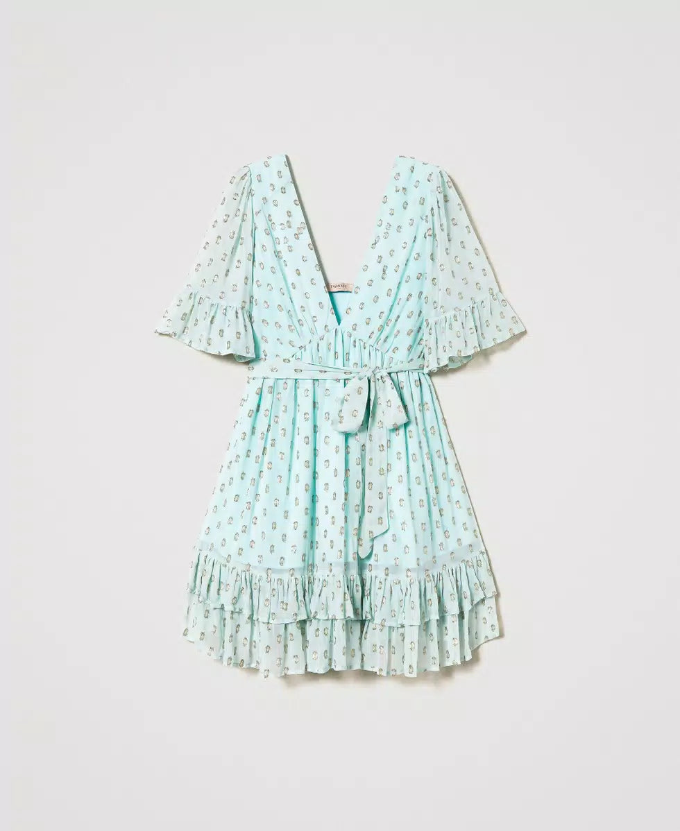 Twinset Robe courte en crêpe georgette fil coupé