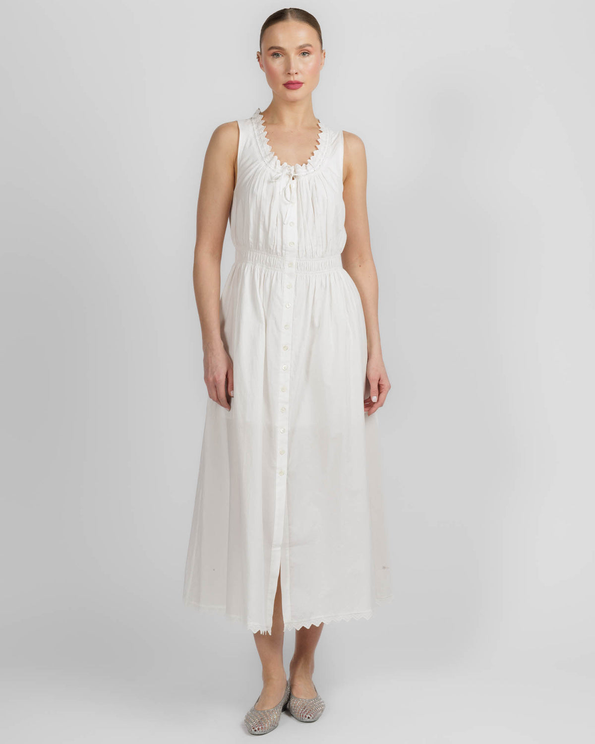 Frame The Serene Midi Dress White