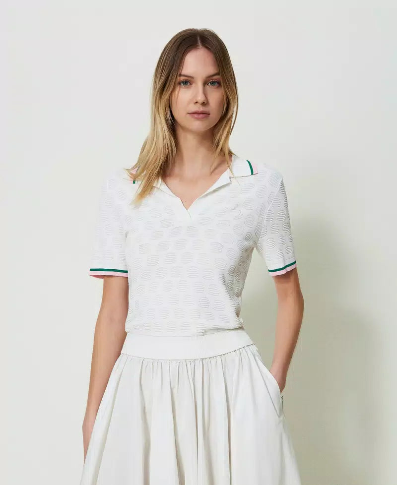 Twinset Polo avec motif géométrique et rayures