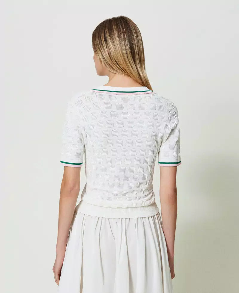 Twinset Polo avec motif géométrique et rayures