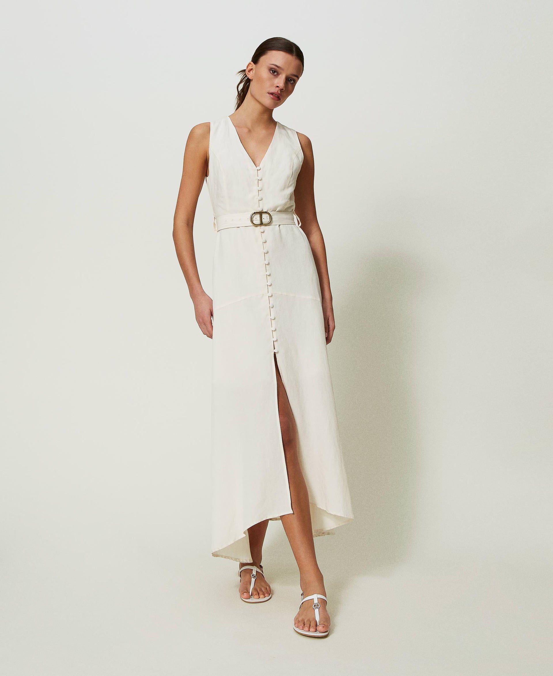 Robe longue Twinset en mélange de lin
