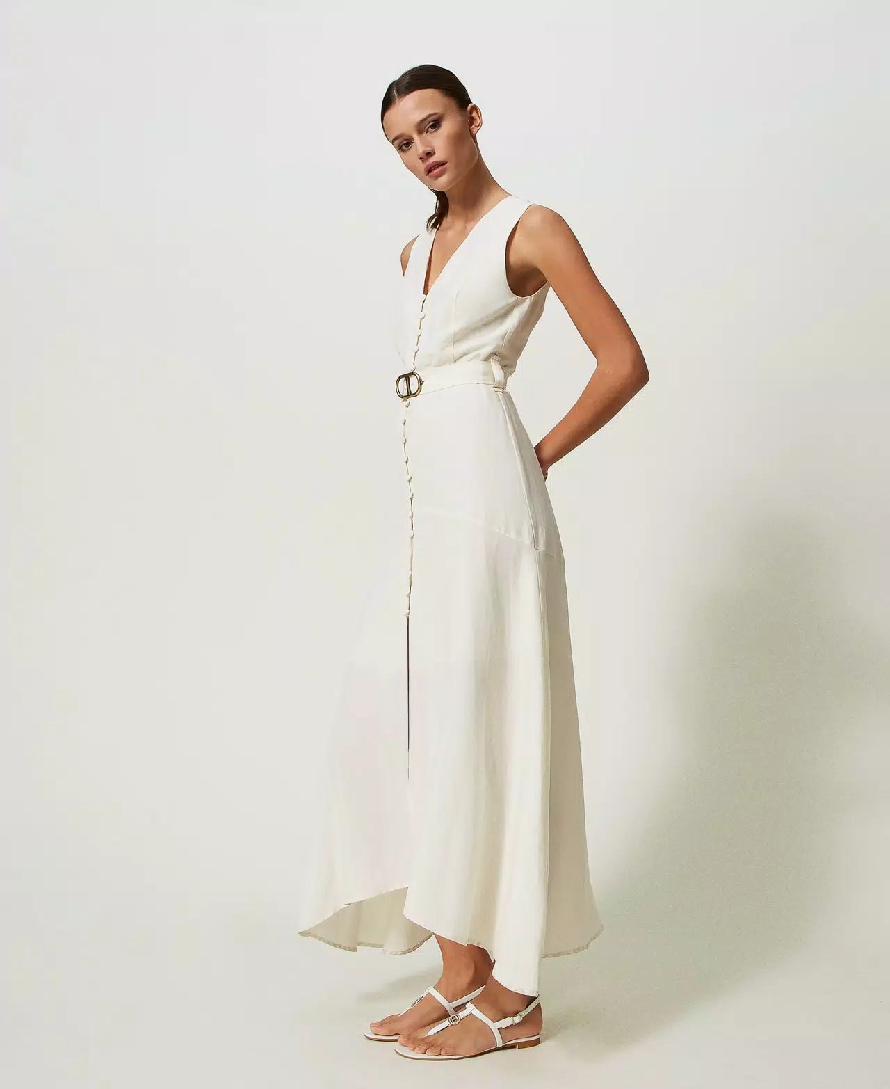 Robe longue Twinset en mélange de lin