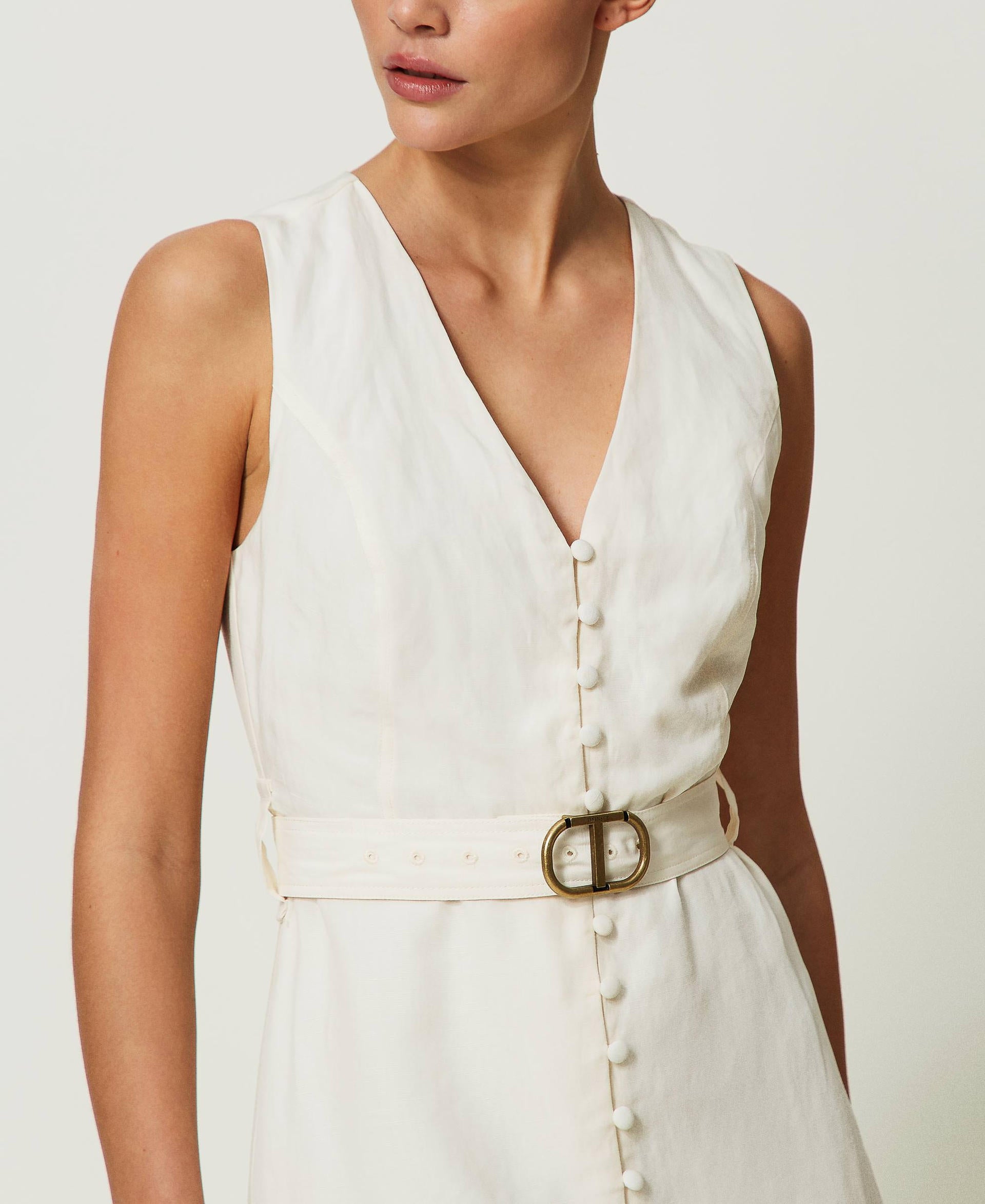 Robe longue Twinset en mélange de lin
