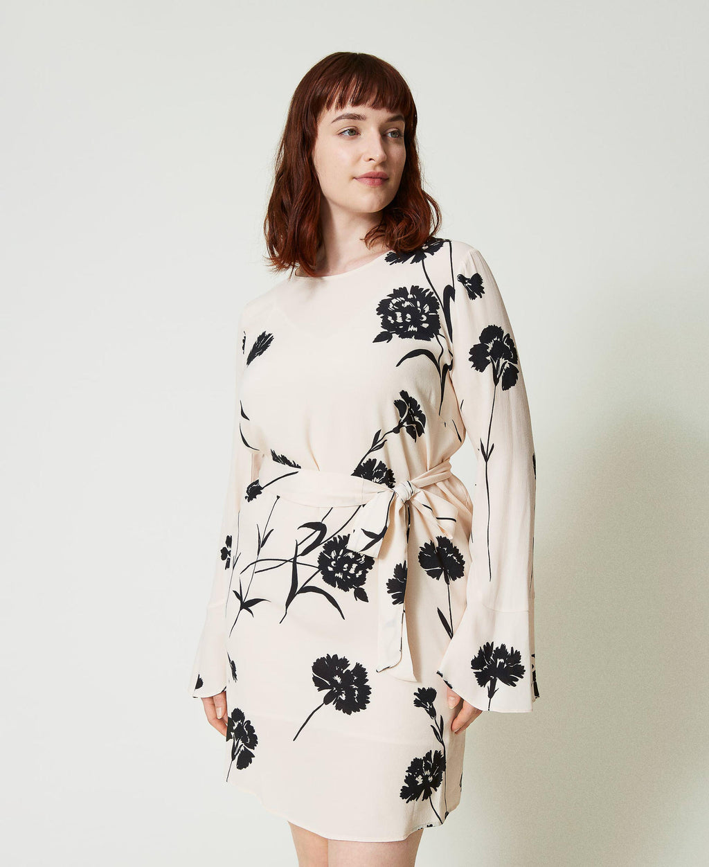 Robe courte en crêpe fleuri Twinset