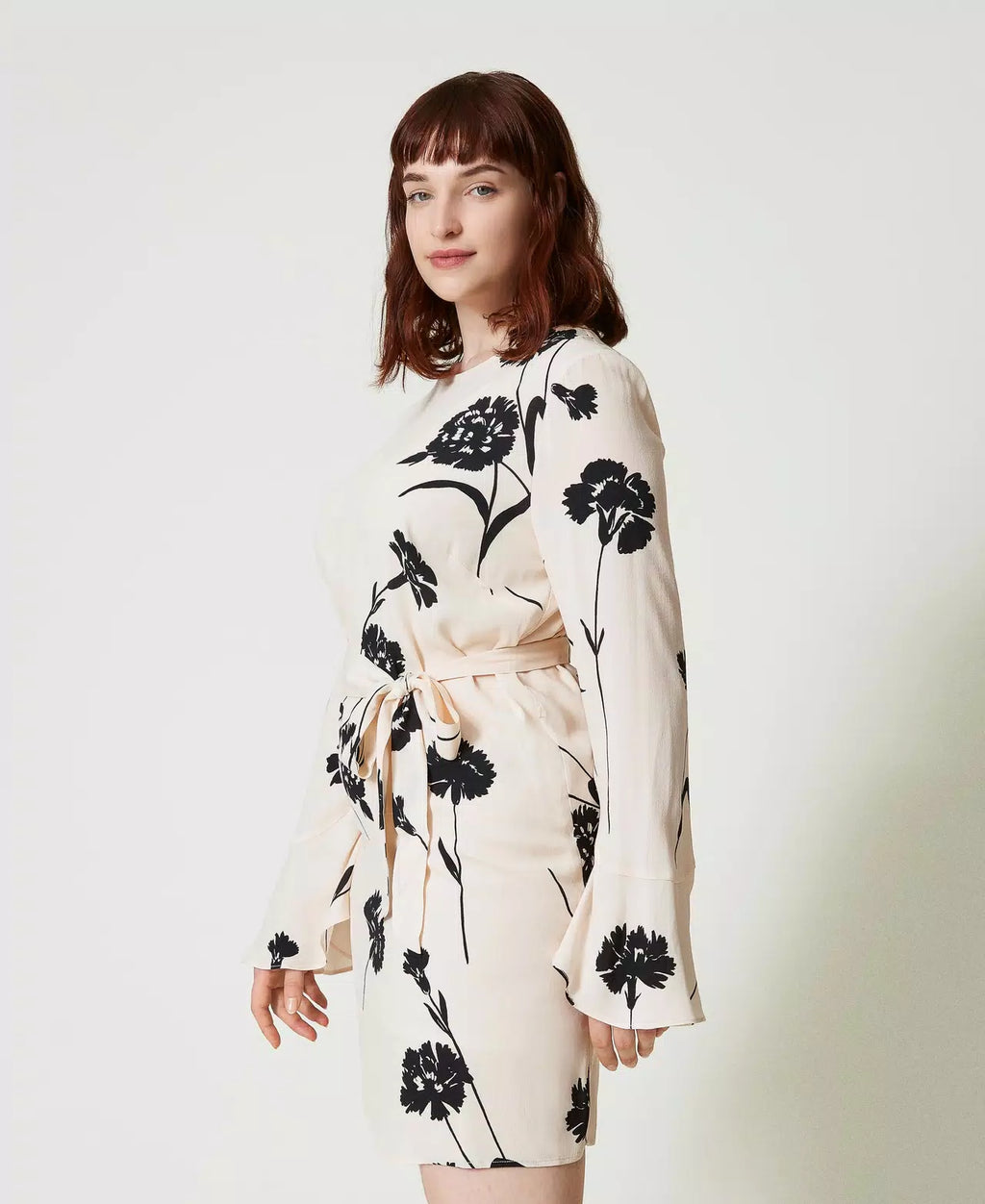 Robe courte en crêpe fleuri Twinset