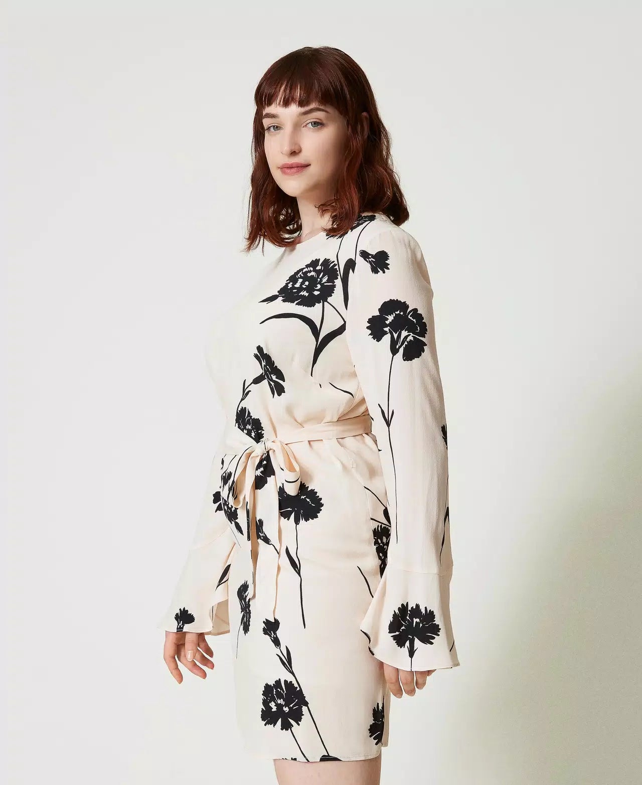 Robe courte en crêpe fleuri Twinset