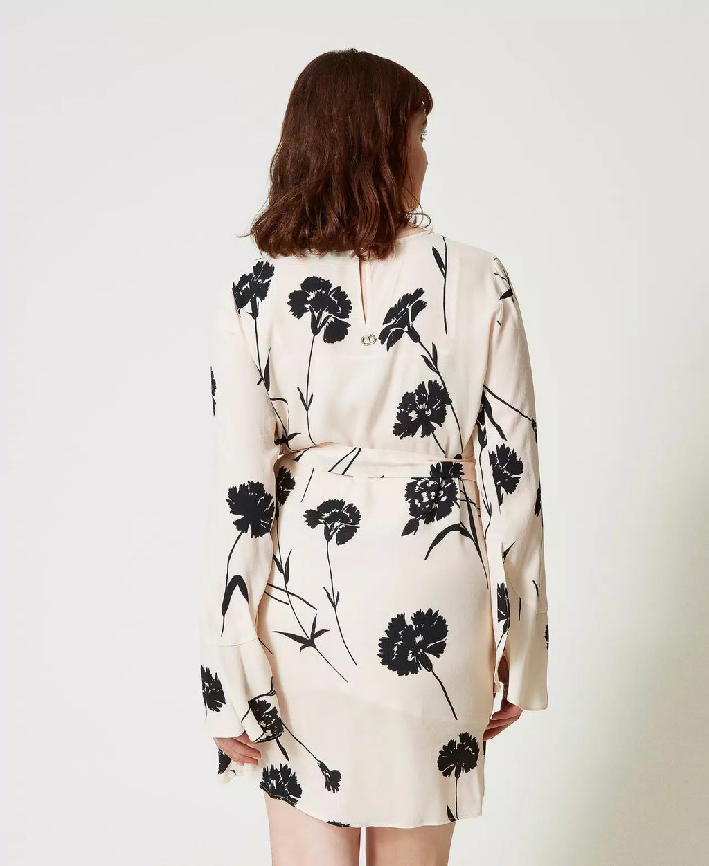 Robe courte en crêpe fleuri Twinset