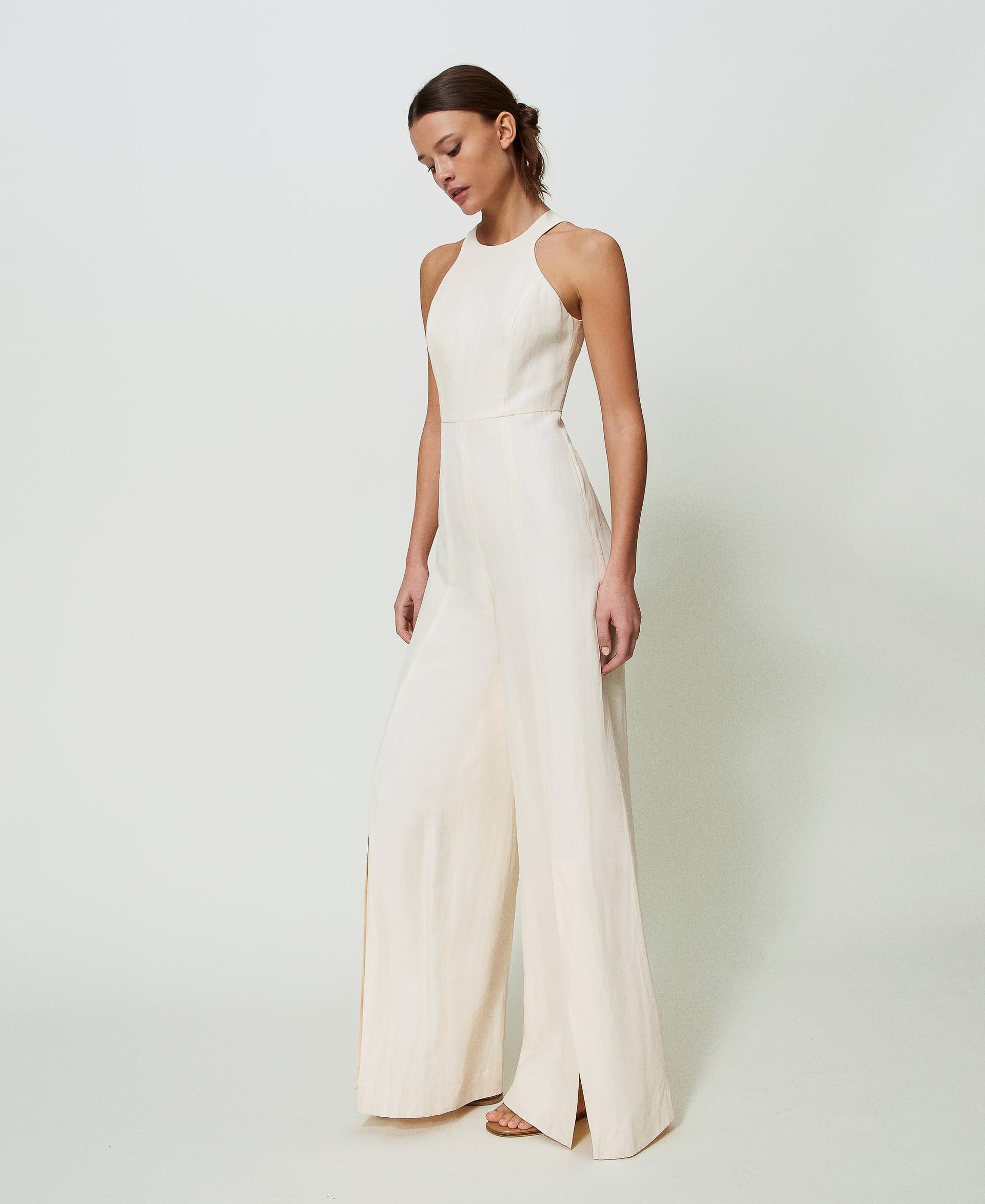 Twinset Long linen blend jumpsuit
