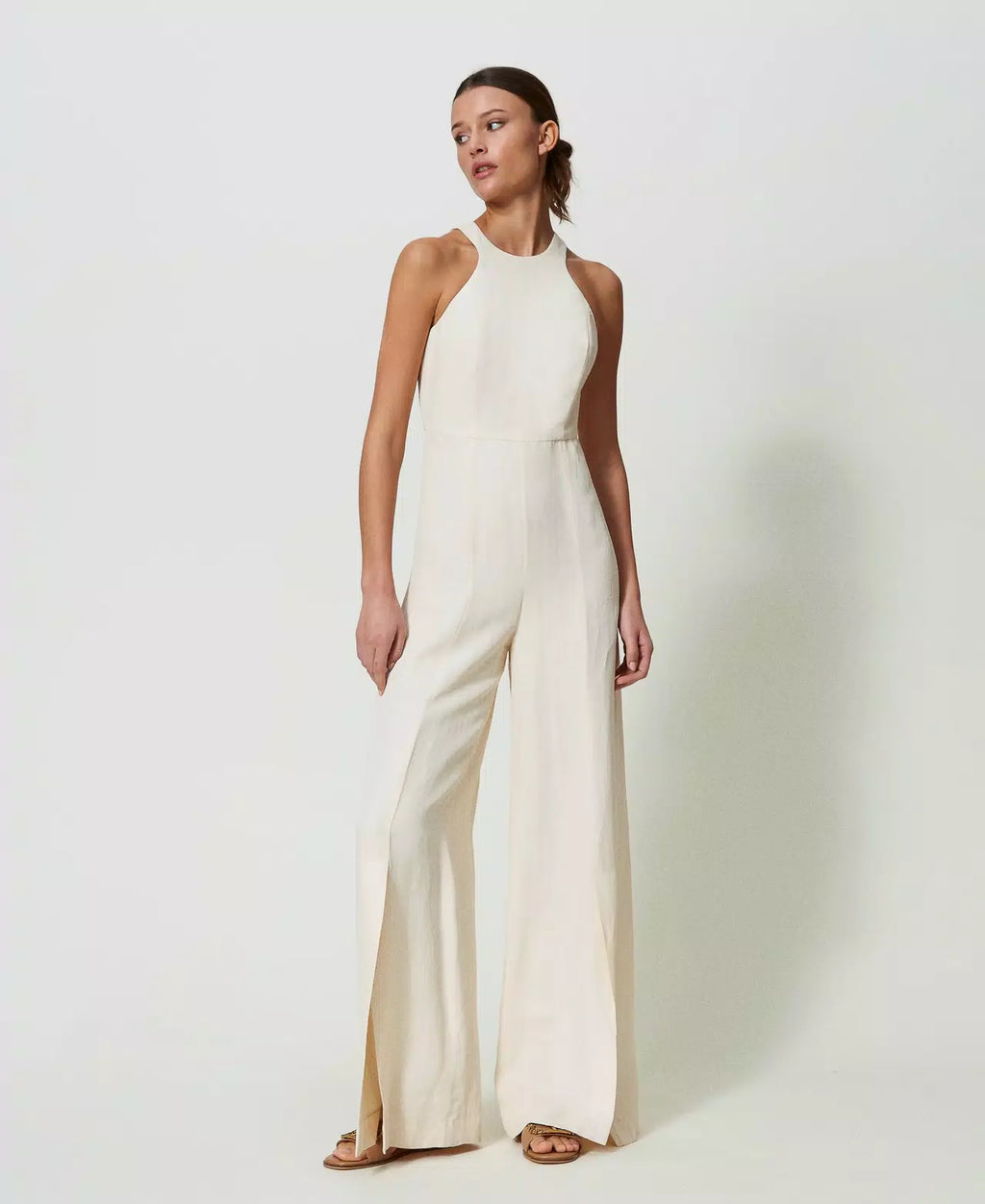 Twinset Long linen blend jumpsuit