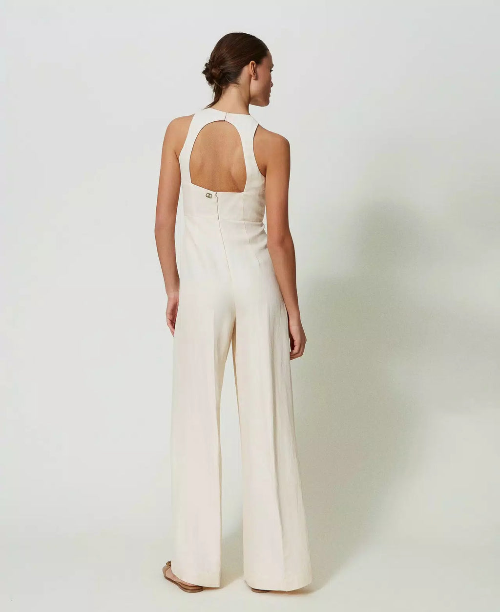 Twinset Long linen blend jumpsuit
