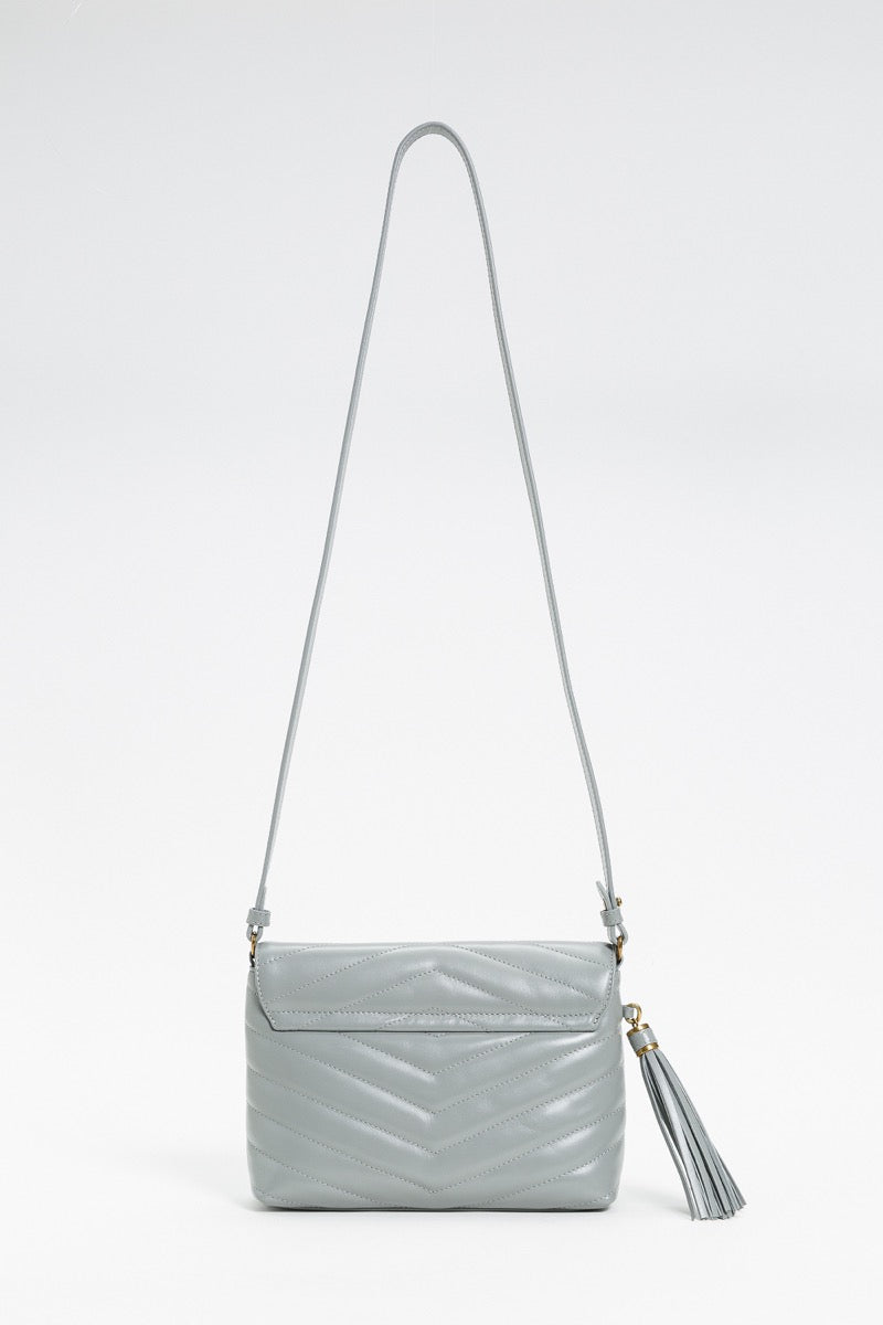 Twinset Dreamy logo quilted gray leather bag