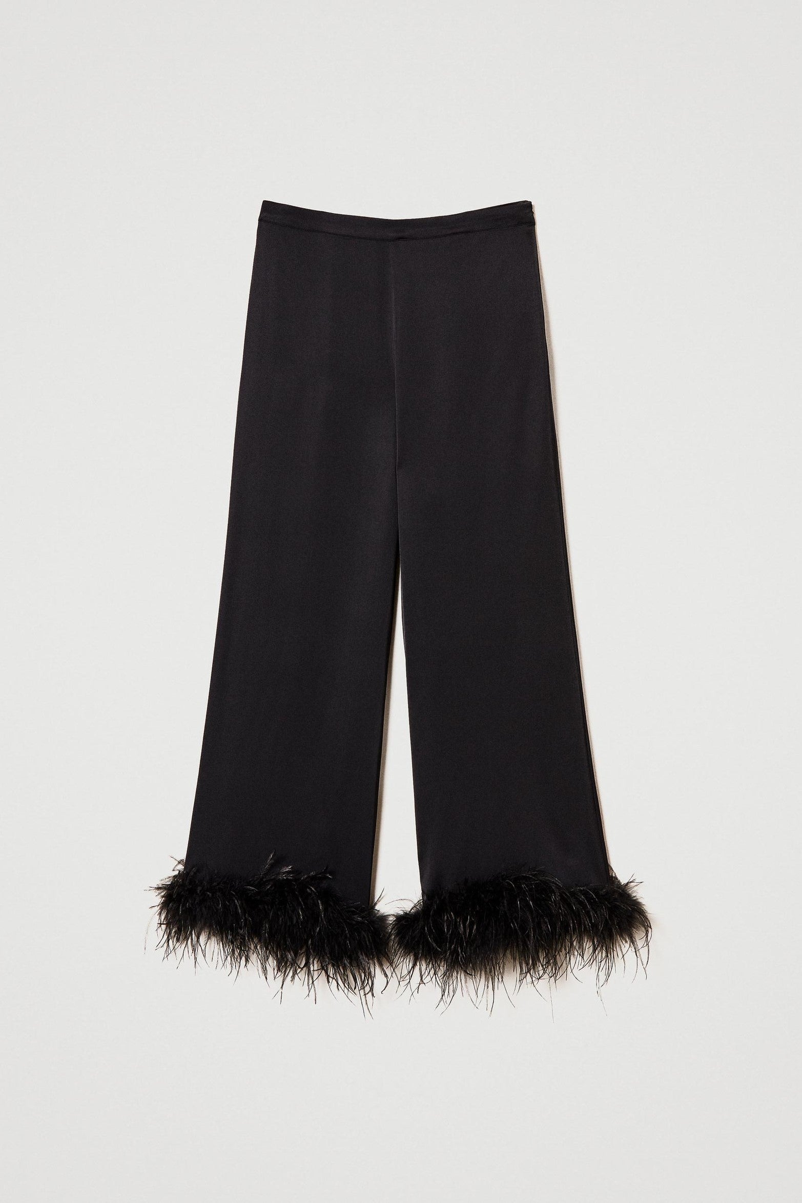 Pantalons en satin Twinset avec plumes