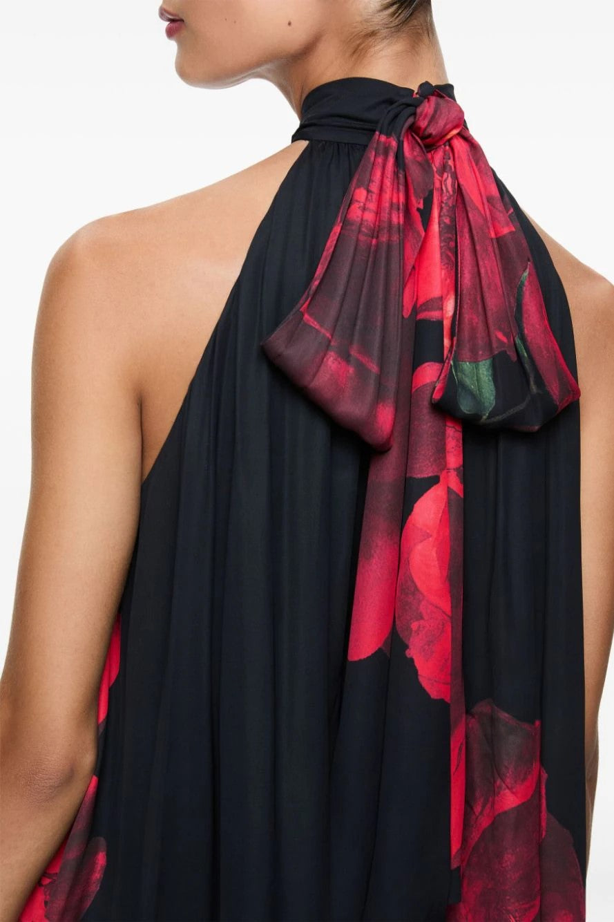 Robe mini trapèze à col halter à nouer Corine d'Alice & Olivia