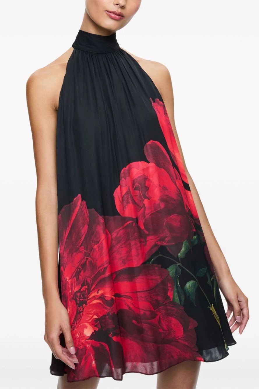 Robe mini trapèze à col halter à nouer Corine d'Alice & Olivia