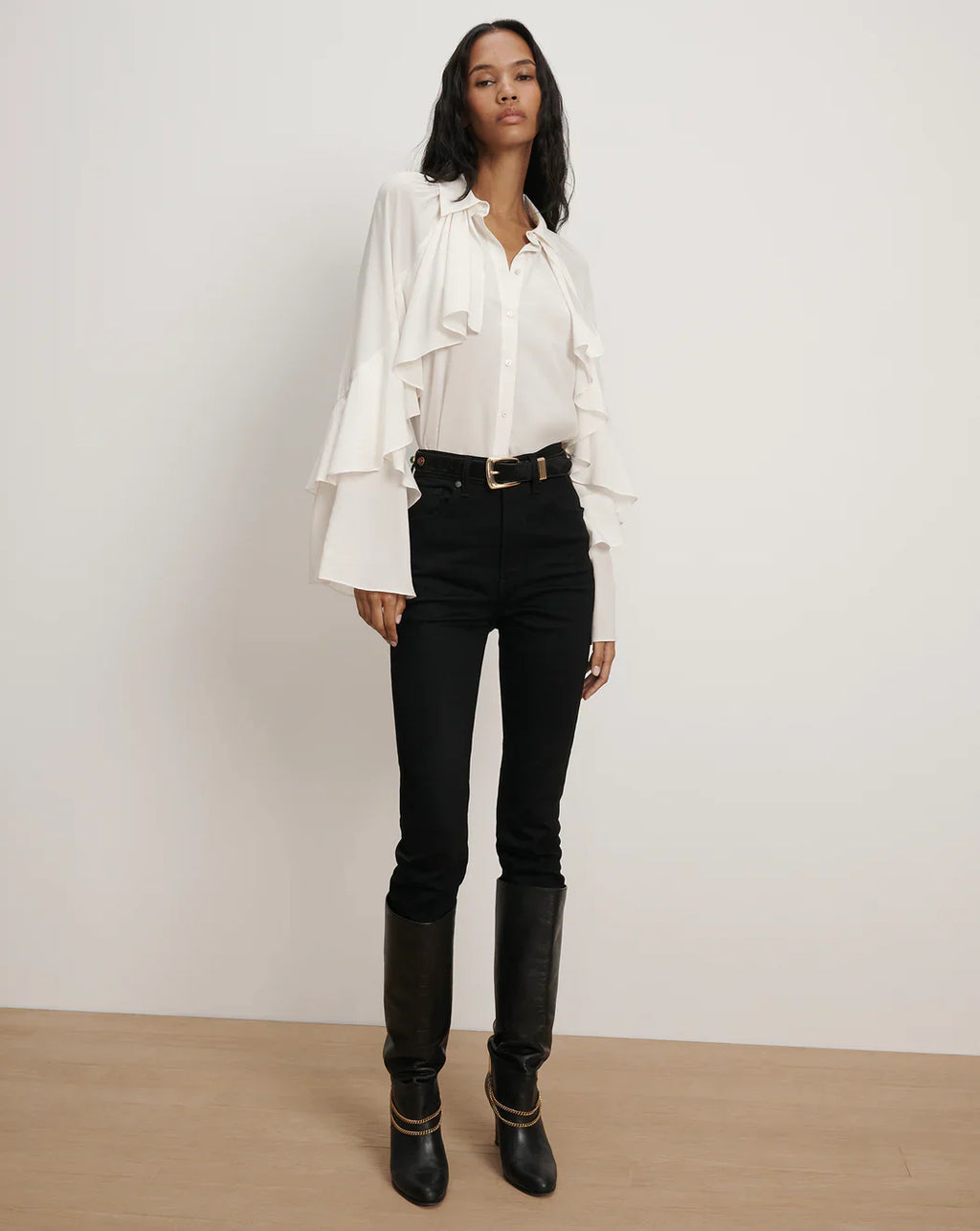 Chemisier boutonné à volants Demaris Veronica Beard