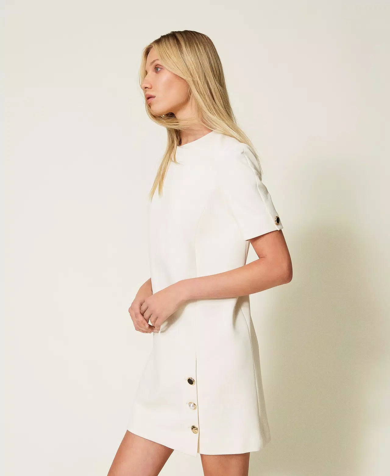 Twinset Short dress with jewel buttons