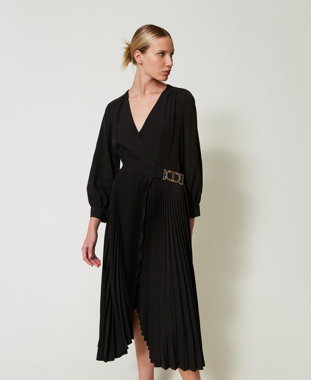 Twinset Robe midi plissée en crêpe de Chine