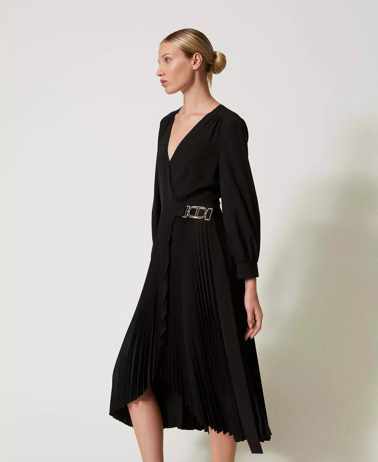 Twinset Robe midi plissée en crêpe de Chine