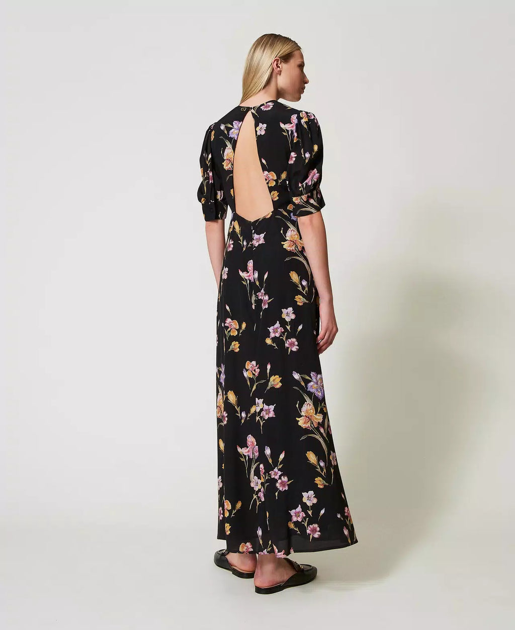 Twinset Long crêpe de Chine floral dress