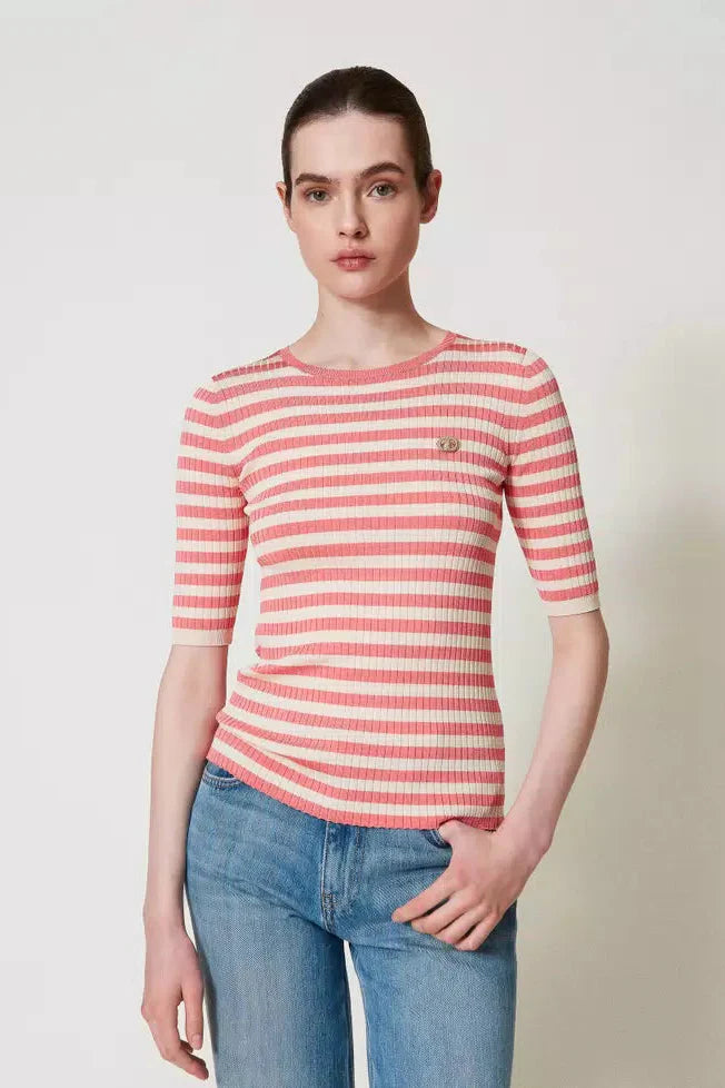 Pull rayé Twinset à manches courtes
