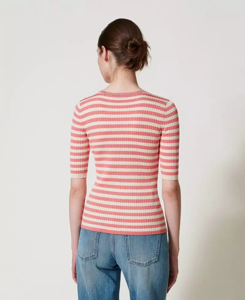 Twinset Striped Jumper With Short Sleeves