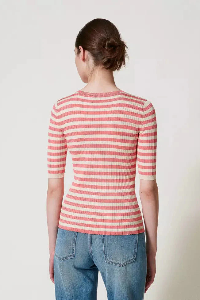 Pull rayé Twinset à manches courtes