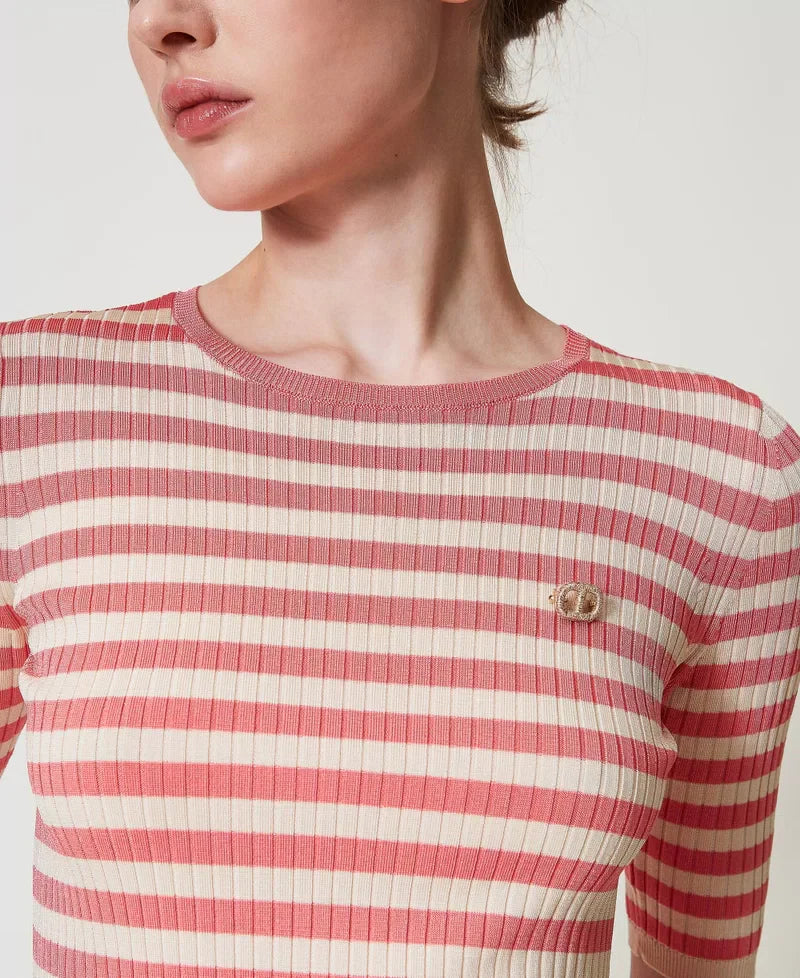 Twinset Striped Jumper With Short Sleeves