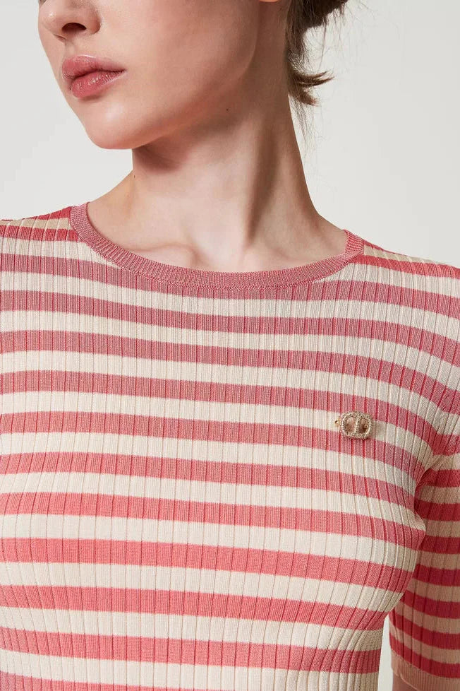 Pull rayé Twinset à manches courtes