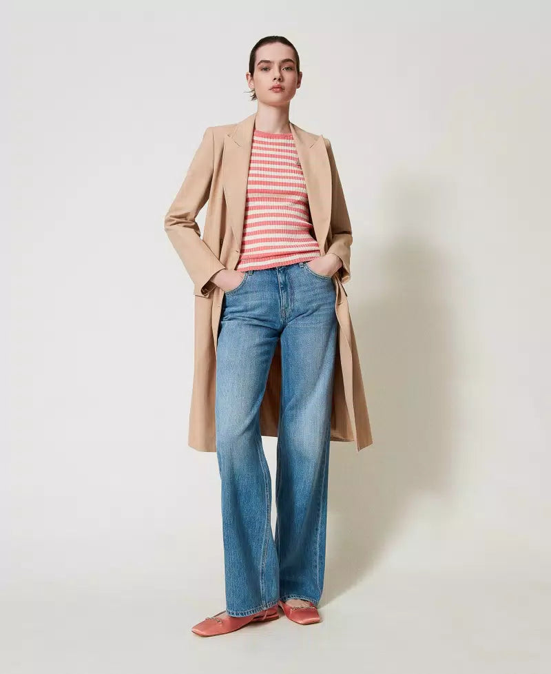 Twinset Striped Jumper With Short Sleeves