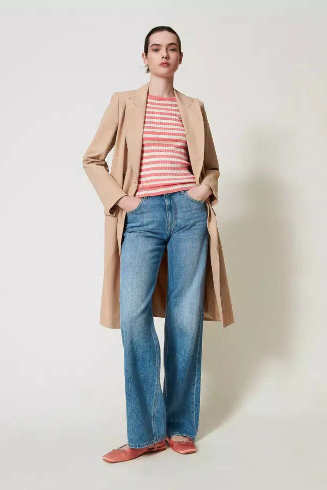 Pull rayé Twinset à manches courtes
