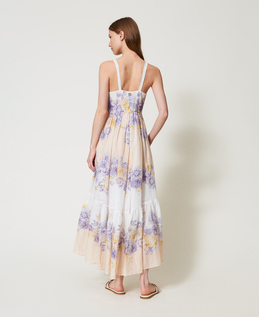 Robe longue en ramie bustier à motif floral Twinset