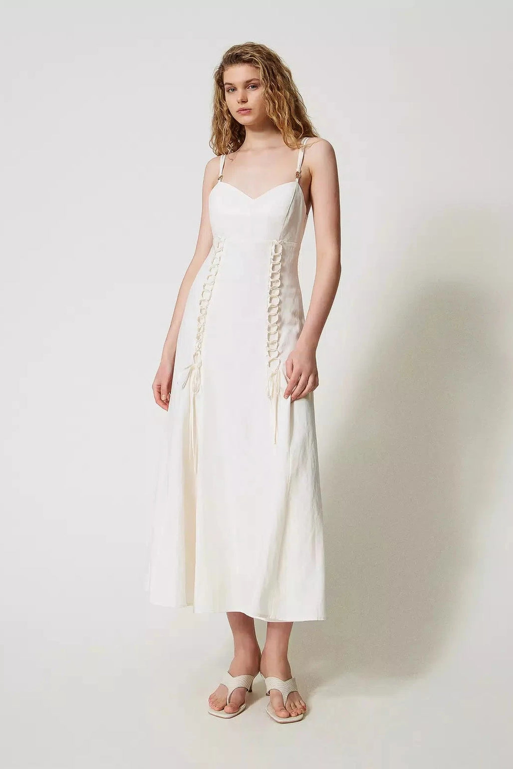 Twinset Long linen-blend dress
