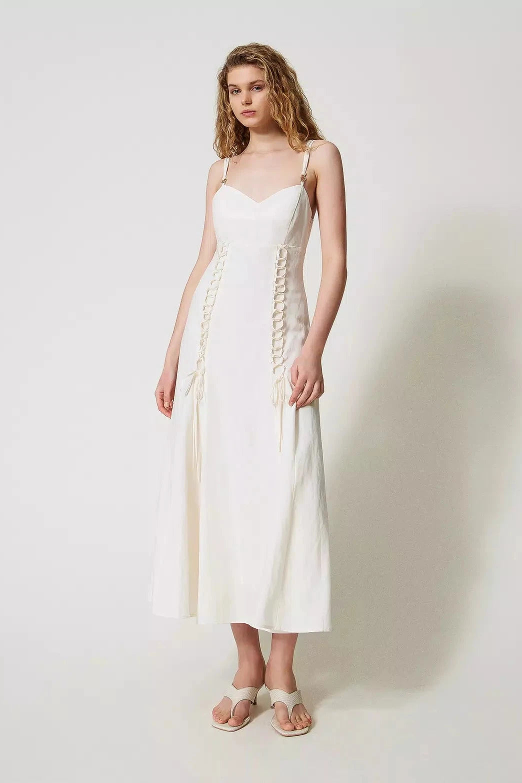 Twinset Long linen-blend dress