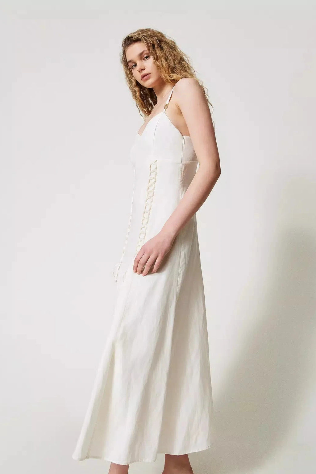 Twinset Long linen-blend dress