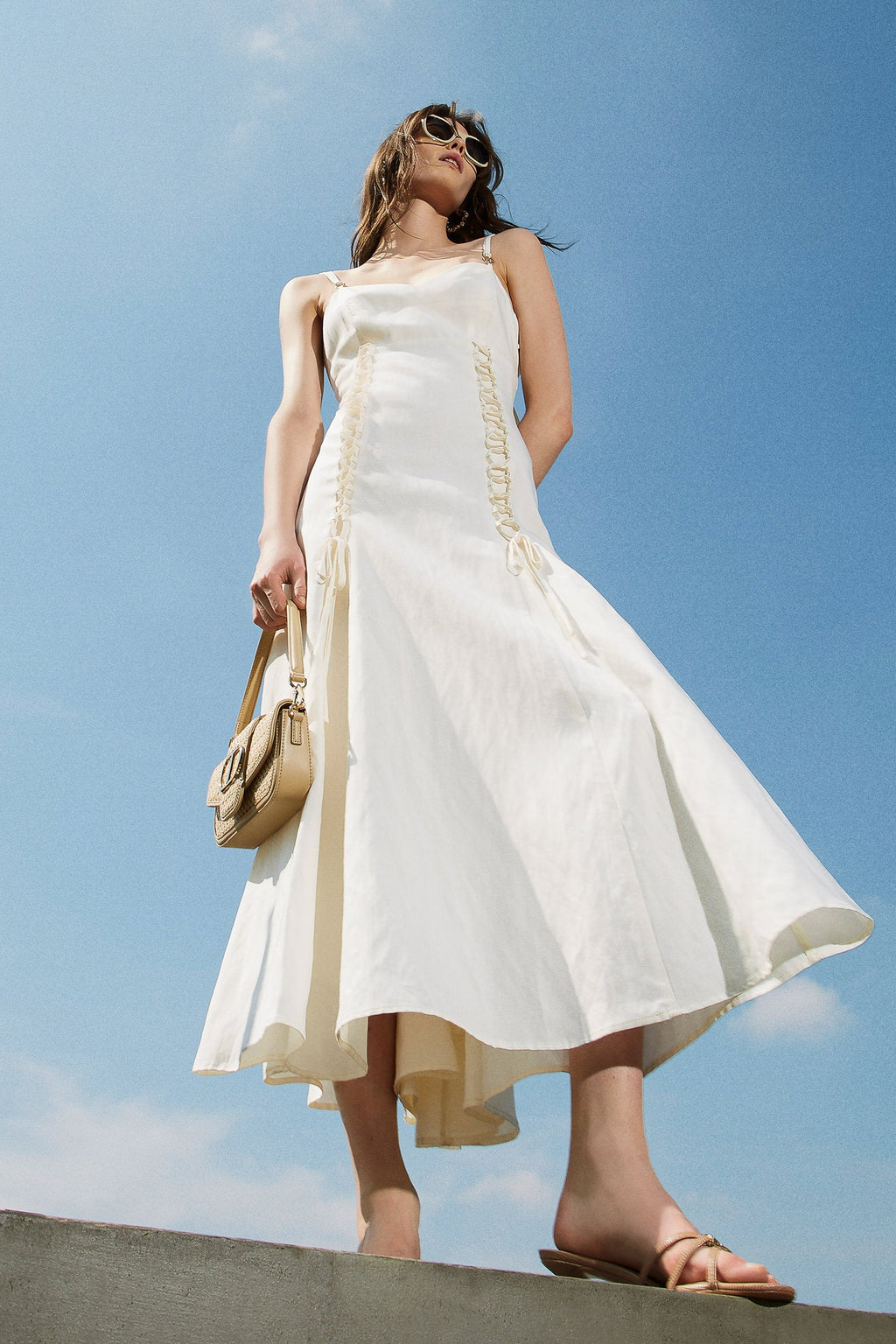 Twinset Long linen-blend dress