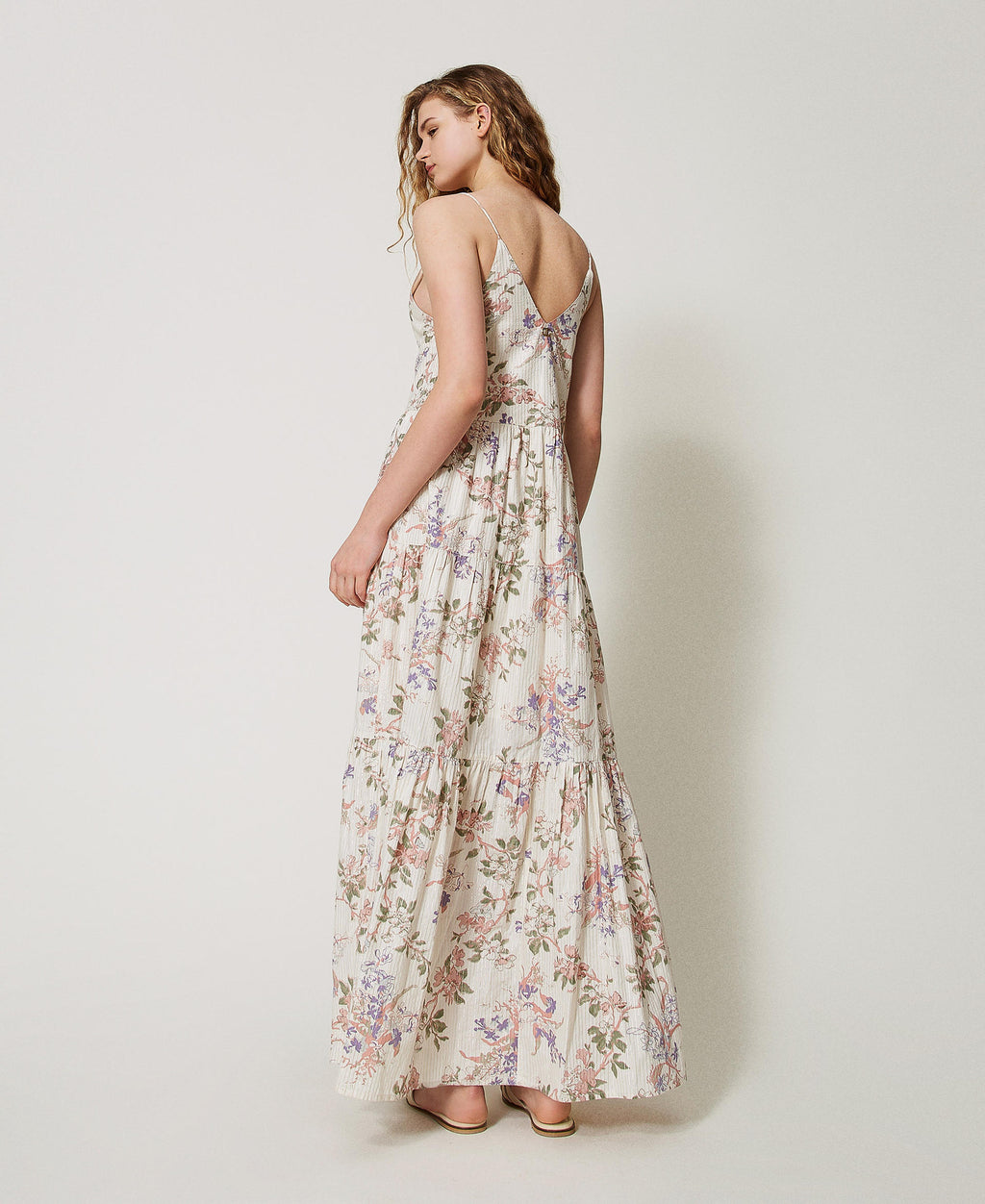 Robe longue en mousseline de soie à imprimé floral Twinset